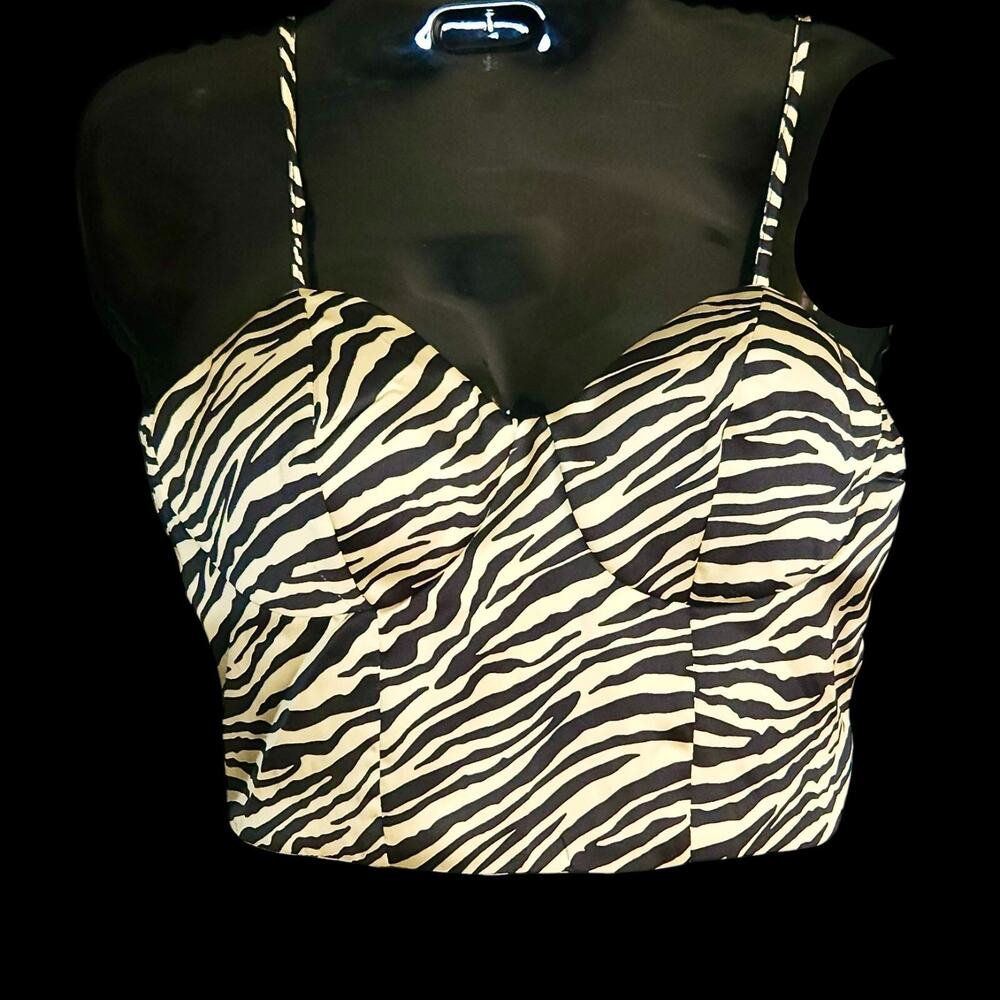 Sincerely Jules Revolve Gold‎ Zebra Corset Bustier Crop Top size Medium NWT
